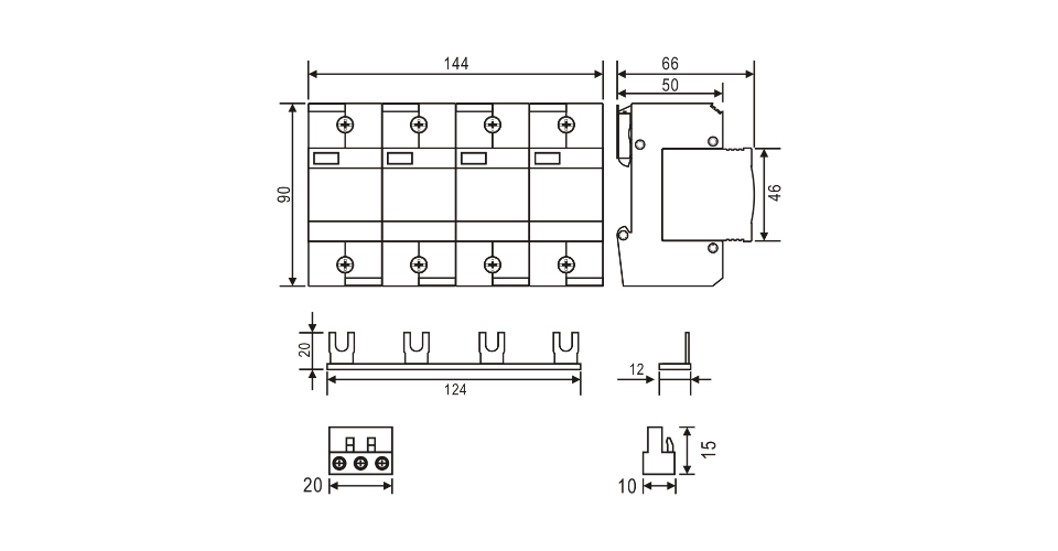 BT P BCM 25 RM/3+N Dimension