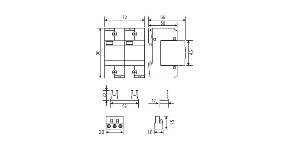 BT P BCM 25 RM/2P Dimension